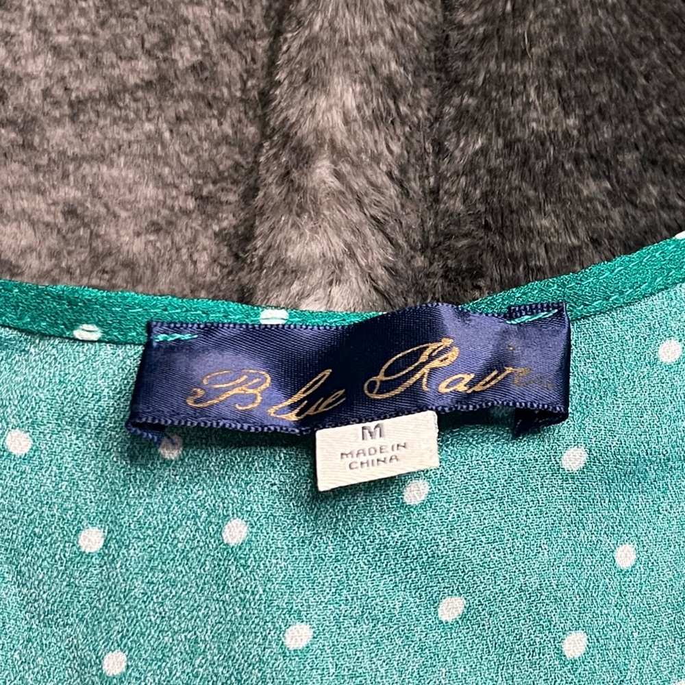 Adorable Teal Polka Dot blouse with Ruffle cuffs and bottom